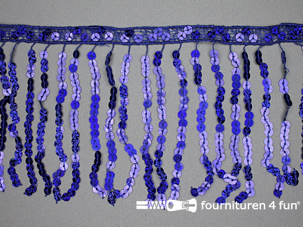 COUPON 3,2 meter Pailletten franje 150mm kobalt blauw