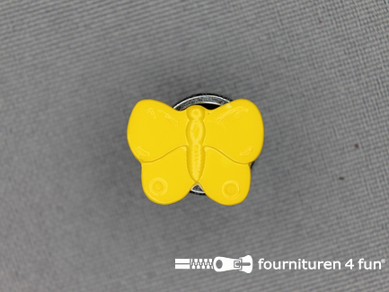 Kinderknoop 16mm vlinder - geel