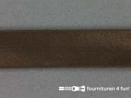 Rol 25 meter satijnen biasband 18mm cacao bruin