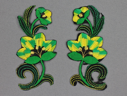 Bloem applicatie 100x47mm groen - geel - per paar