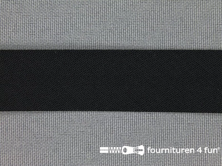 Rol 25 meter katoenen biasband - 18mm - zwart