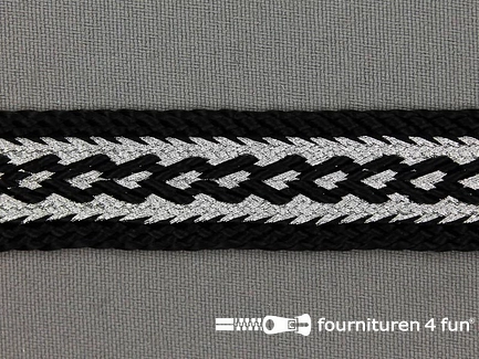 Brokaat band 20mm zwart / zilver