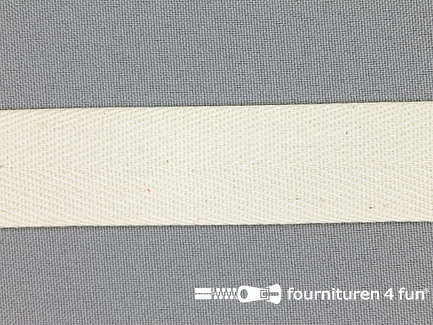 COUPON ruim 35 meter (4 stukken, 19 + 9,5 + 1,9 + 4,7 meter) Luxe keperband - 25mm - ecru
