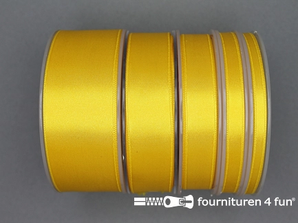 Rol 25 meter luxe satijn lint - dubbelzijdige kwaliteit - 38mm - mais geel