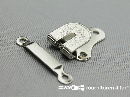 Broekhaak groot - opnaaibaar - 25x18mm - zilver