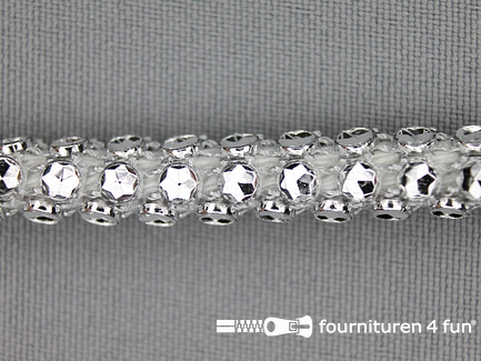 Strass koord 8mm zilver