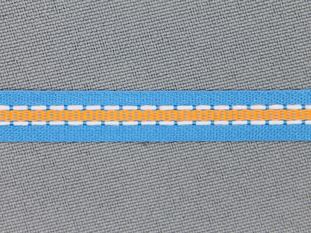 Modern band 8mm stippellijn aqua blauw - oranje
