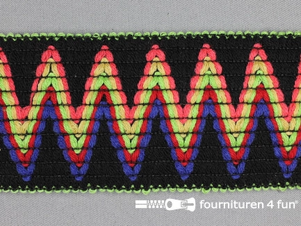 Elastiek multicolor - 65mm - zigzag motief