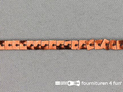COUPON 10 meter Pailletten band - vierkant 5mm - bruin - B-keuze