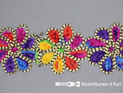 Jacquard band 65mm multicolor bloem