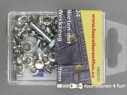 Siernieten - 9mm - zilver - 24 stuks