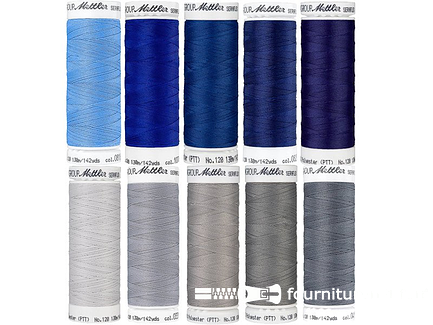 10 Klossen Mettler Seraflex - elastisch machinegaren - blauw-grijs tinten