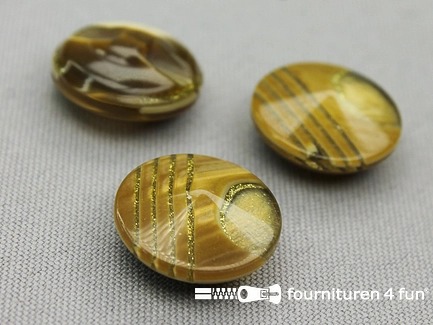 Kunststof design knoop - 20mm - beige / goud