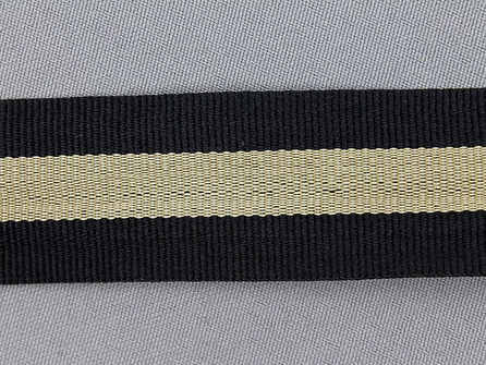Ripsband met strepen 30mm zwart - beige