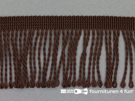 Kaart 25 meter nylon franje - 60mm - donker bruin