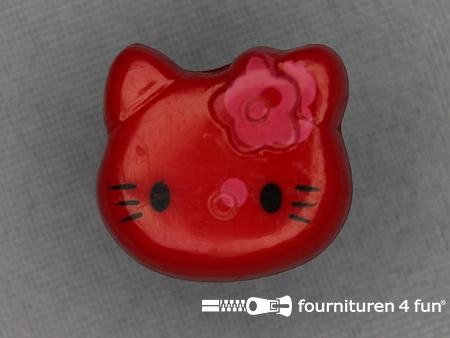 Kinder knoop 18mm hello kitty rood