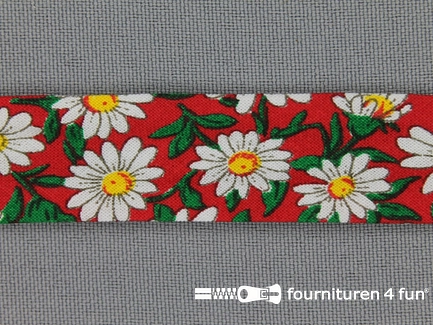 Print biasband bloemen rood