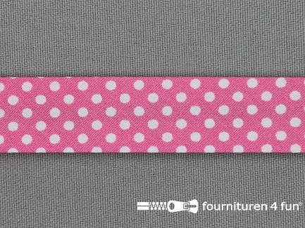 Print bias barbie roze met witte stippen