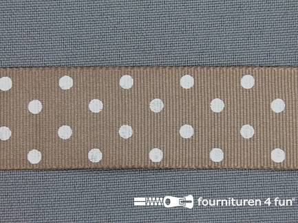 COUPON 0,85 meter Bolletjes lint 24mm taupe