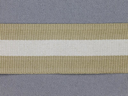 Ripsband met strepen 30mm beige - wit