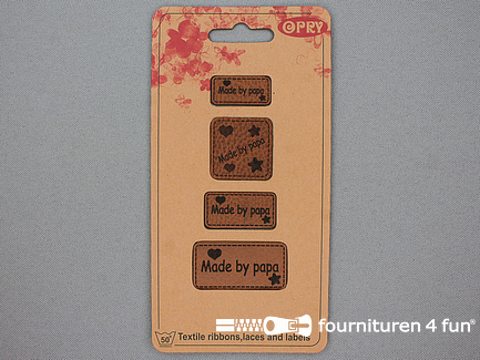 Opry skai-leren labels - Made by papa - per set van 4 labels