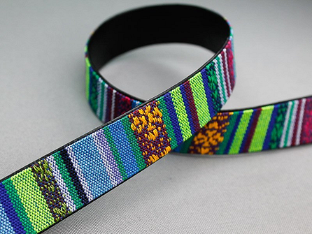 COUPON 2,1 meter Ibiza tassenband 25mm lichtblauw groen oranje