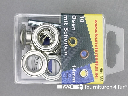 Ringen en schijven - 14mm - zilver - 10 stuks