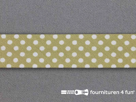 Print bias beige met witte stippen