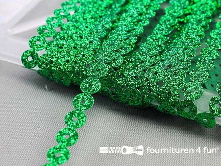 COUPON 12 meter opstrijkbaar glitterband - 7mm - groen
