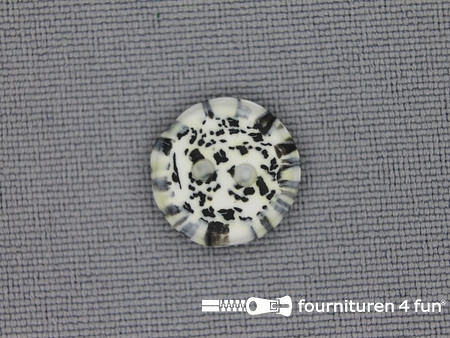 Ibiza knoop 13mm wit - zwart