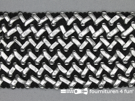 Design elastiek 70mm leather-look - zwart zilver