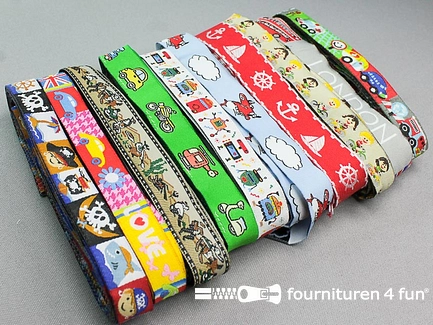 Set deco lint - 10 x 2 meter - kinderbandjes - verschillende kleuren en motieven