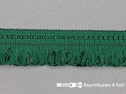 Kaart 25 meter viscose franje - 30mm - flessen groen