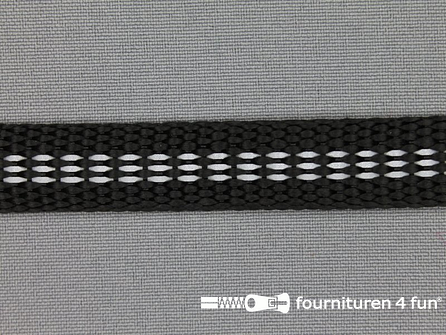 Rol 50 meter geweven halsband reflectie binnenkant 15mm zwart