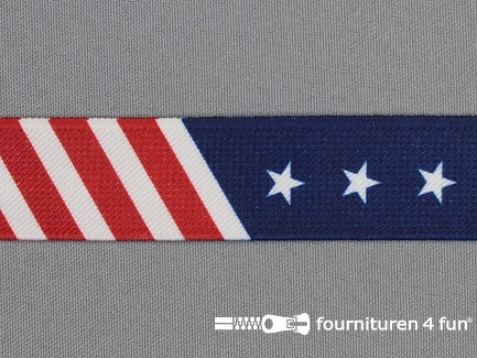 Elastiek met sterren 25mm America stars and stripes