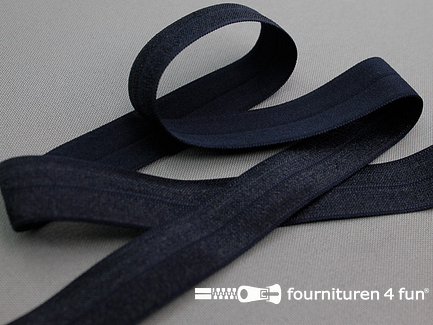 COUPON 4,9 meter (3 stukken, 1,9 + 1,65 + 1,35 meter) Elastische biasband 20mm donker blauw