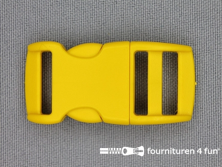 Gebogen parachutegesp - budget gesp - 15mm - geel - kunststof