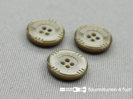 Kunststof design knoop - 15mm - rook grijs