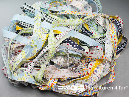 RESTPARTIJ circa 30 meter print biasband - 18mm - meerdere kleuren