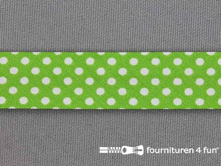 Print bias lime groen met witte stippen