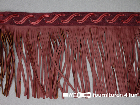 COUPON 1,25 meter Skai franje 135mm bordeaux - B-KEUZE