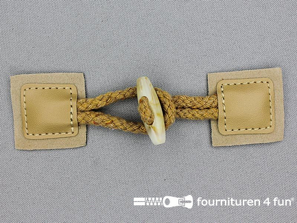 Skai suède houtje touwtje 35x130mm beige