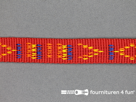 Geweven halsband - aztec motief - 20mm rood
