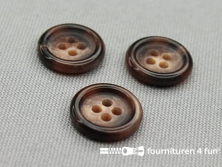 Kunststof design knoop - 15mm - gemêleerd bruin