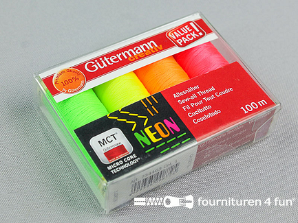 Gütermann Allesnaaigarenset - Neon kleuren - 4x100 meter