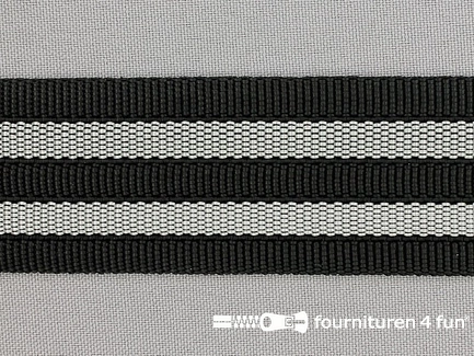 Gestreept tassenband 38mm zwart - grijs