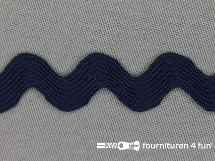 COUPON 4,45 meter (3 stukken, 2,5 + 1,1 + 0,85 meter) Zigzag band 15mm marine blauw