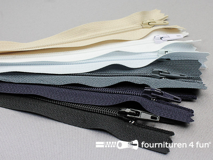 6 stuks niet-deelbare nylon ritsen - 18cm - kleuren assortiment