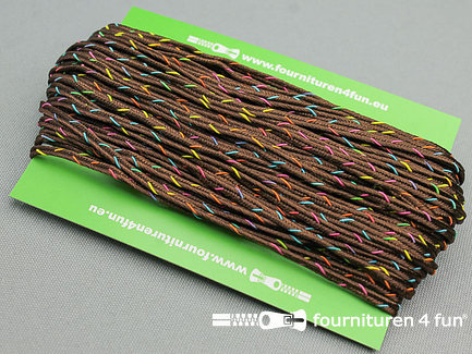 COUPON 16,5 meter Soutache koord 3mm bruin - multicolor