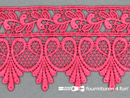 COUPON 1,5 meter Nylon broderie 75mm fuchsia roze